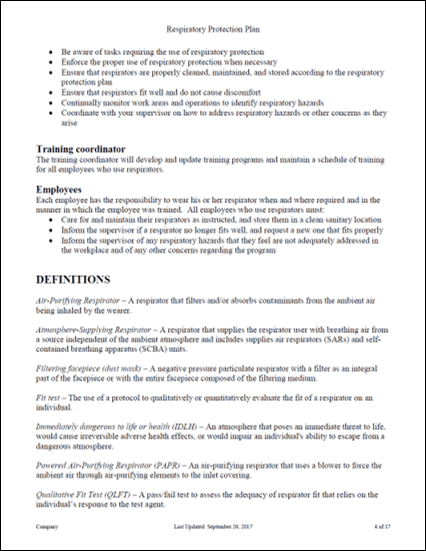 Respiratory Protection Program