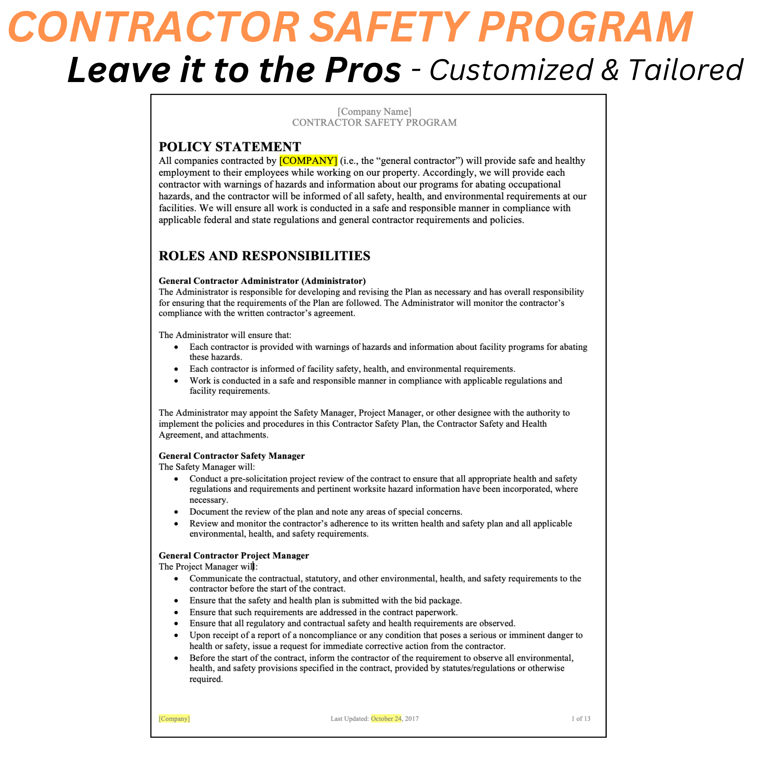 Contractor Safety Program