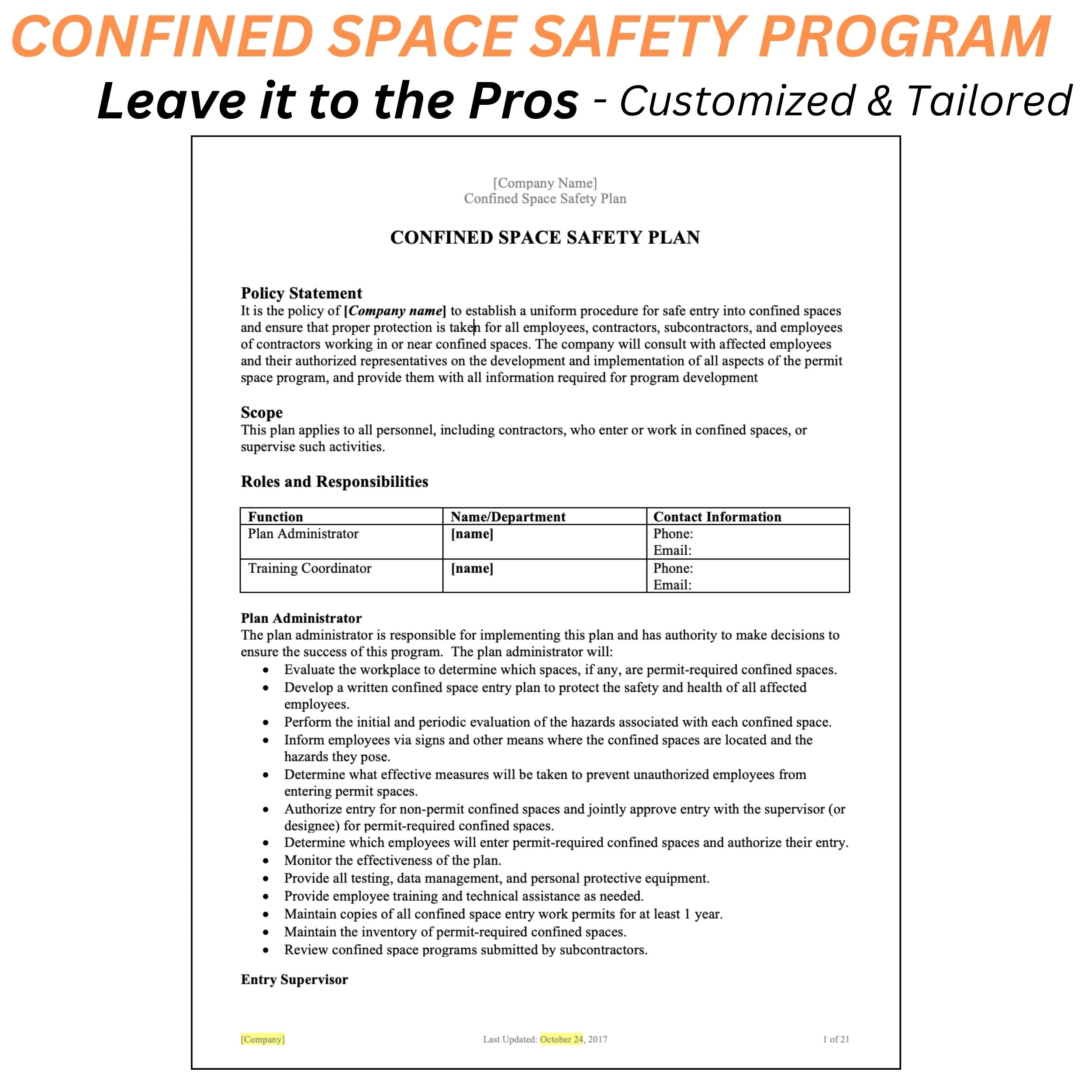 Confined Space Safety Program
