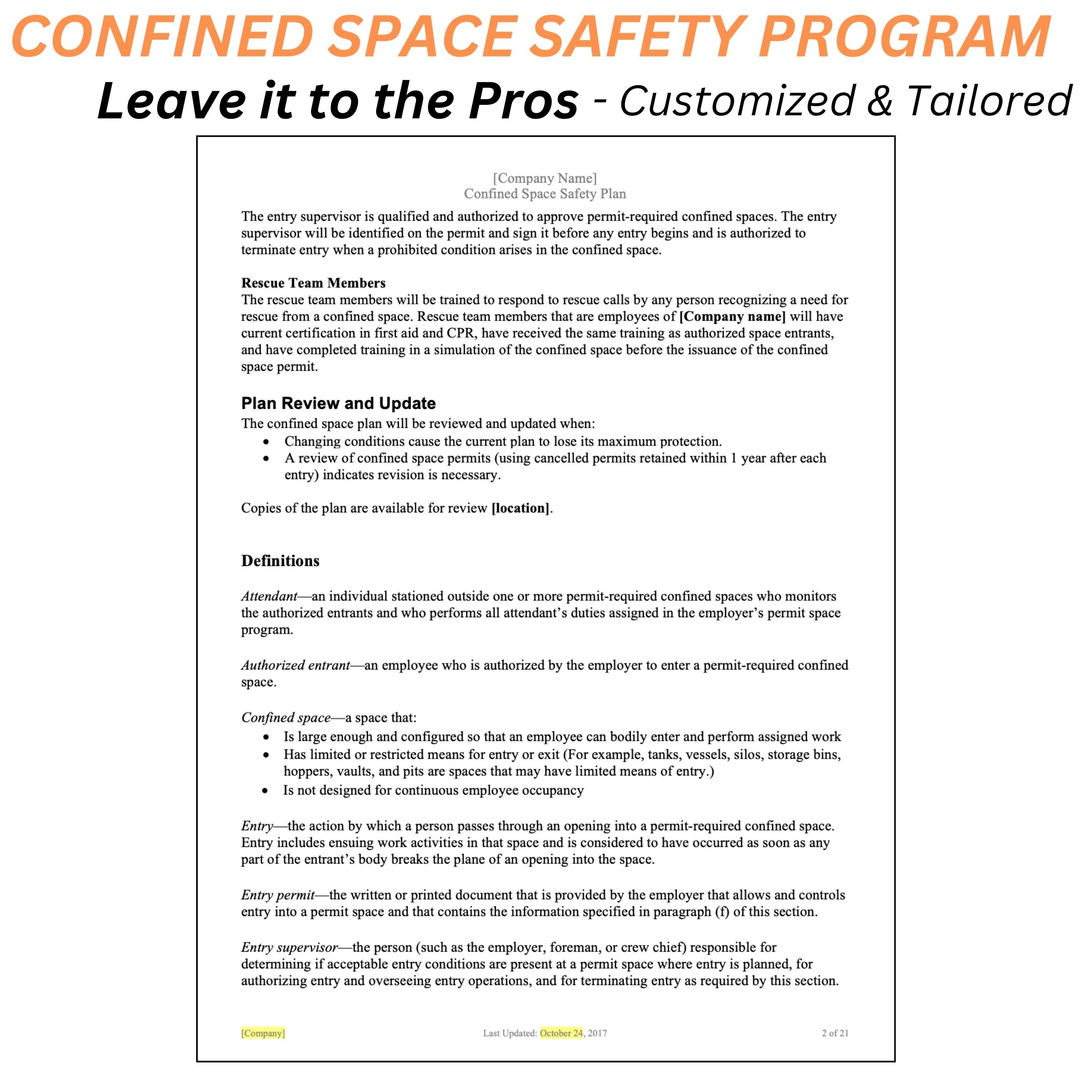 Confined Space Safety Program