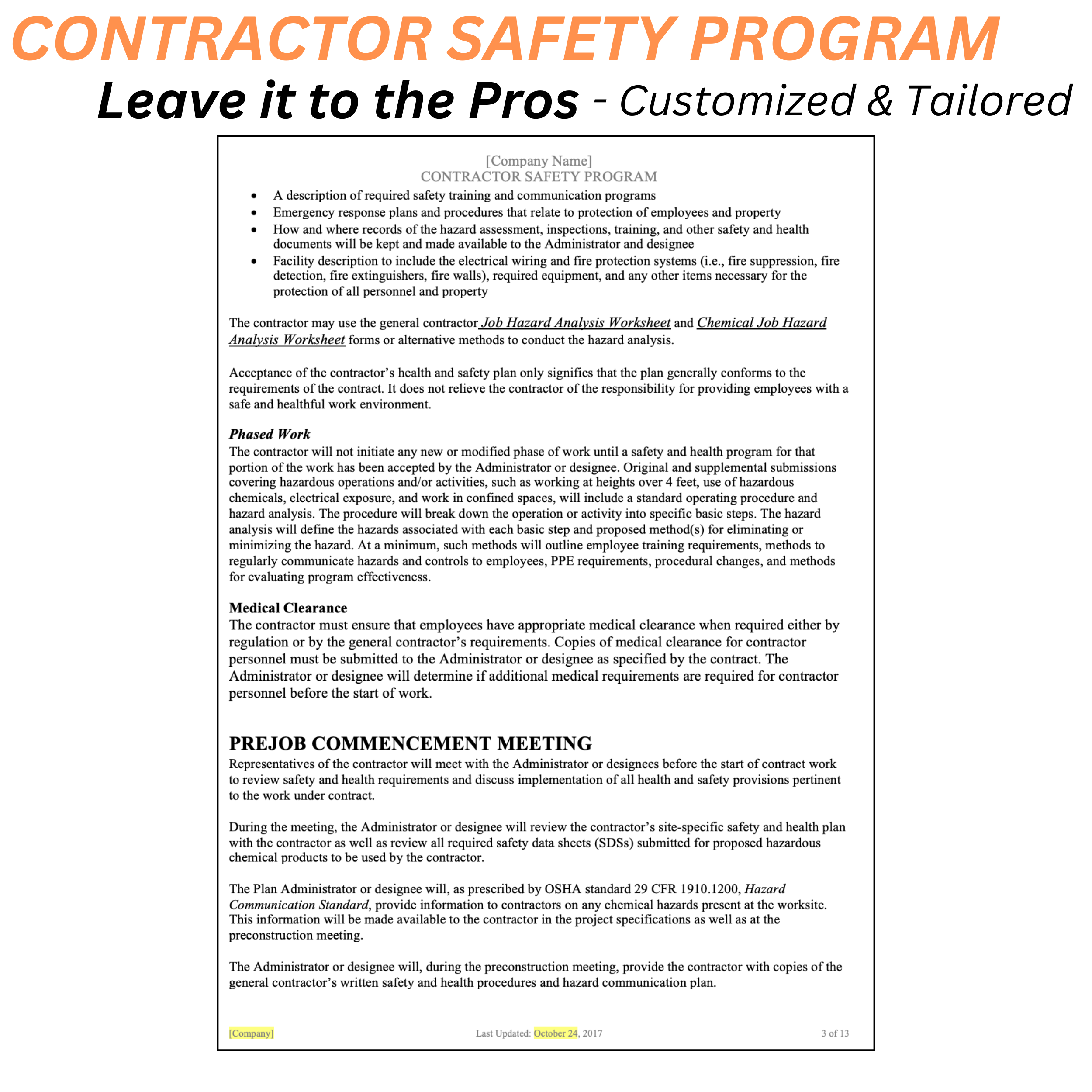 Contractor Safety Program