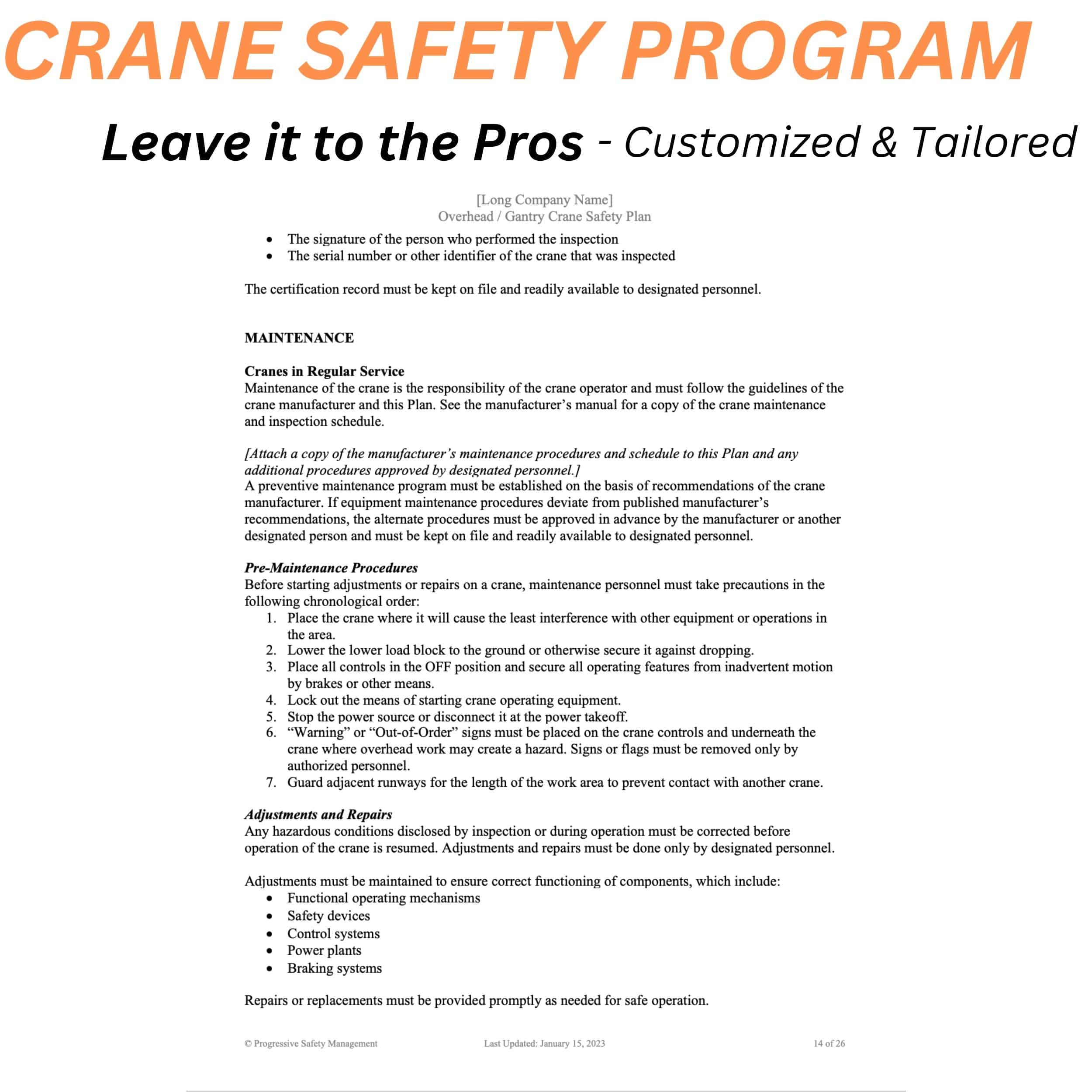 Crane Safety Program