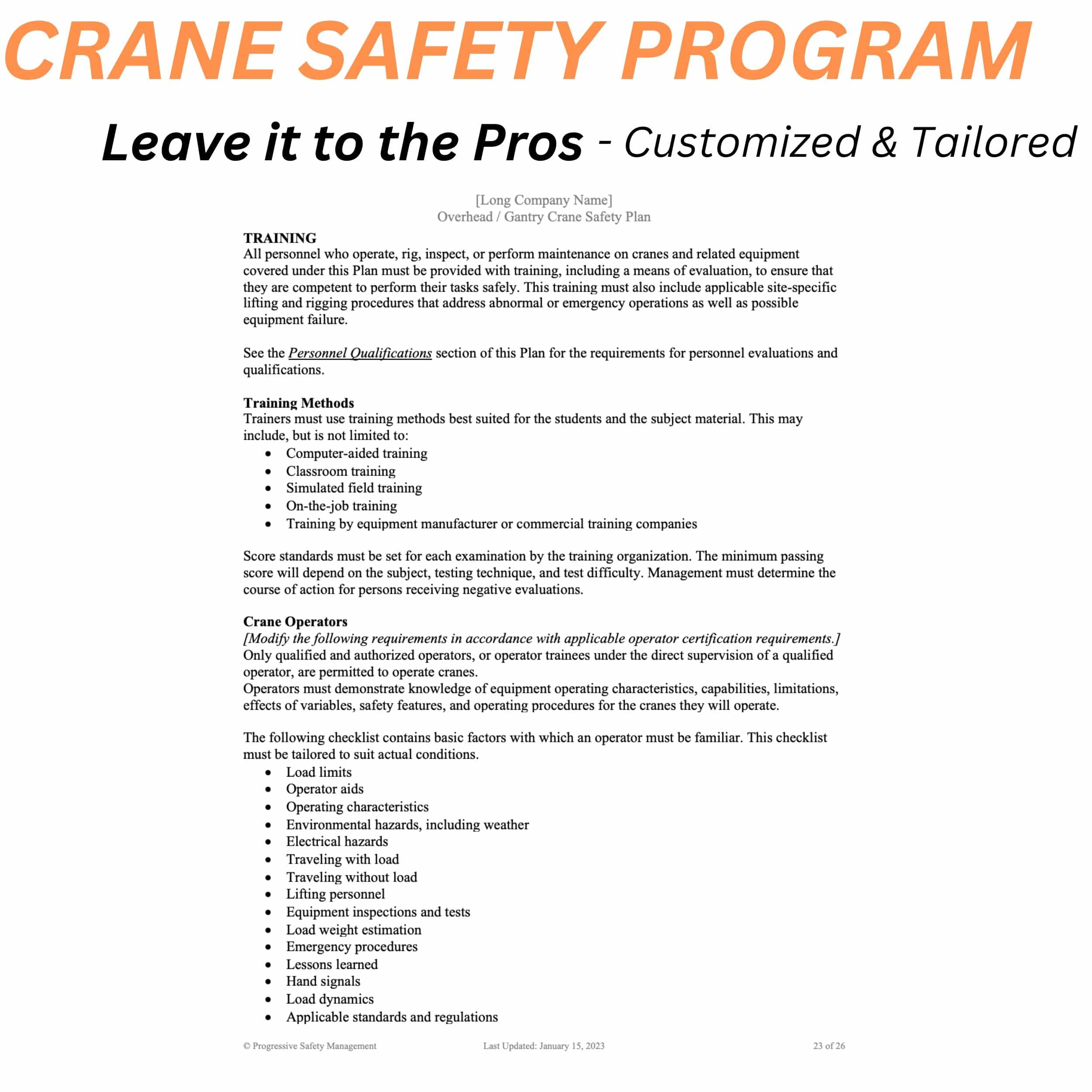Crane Safety Program