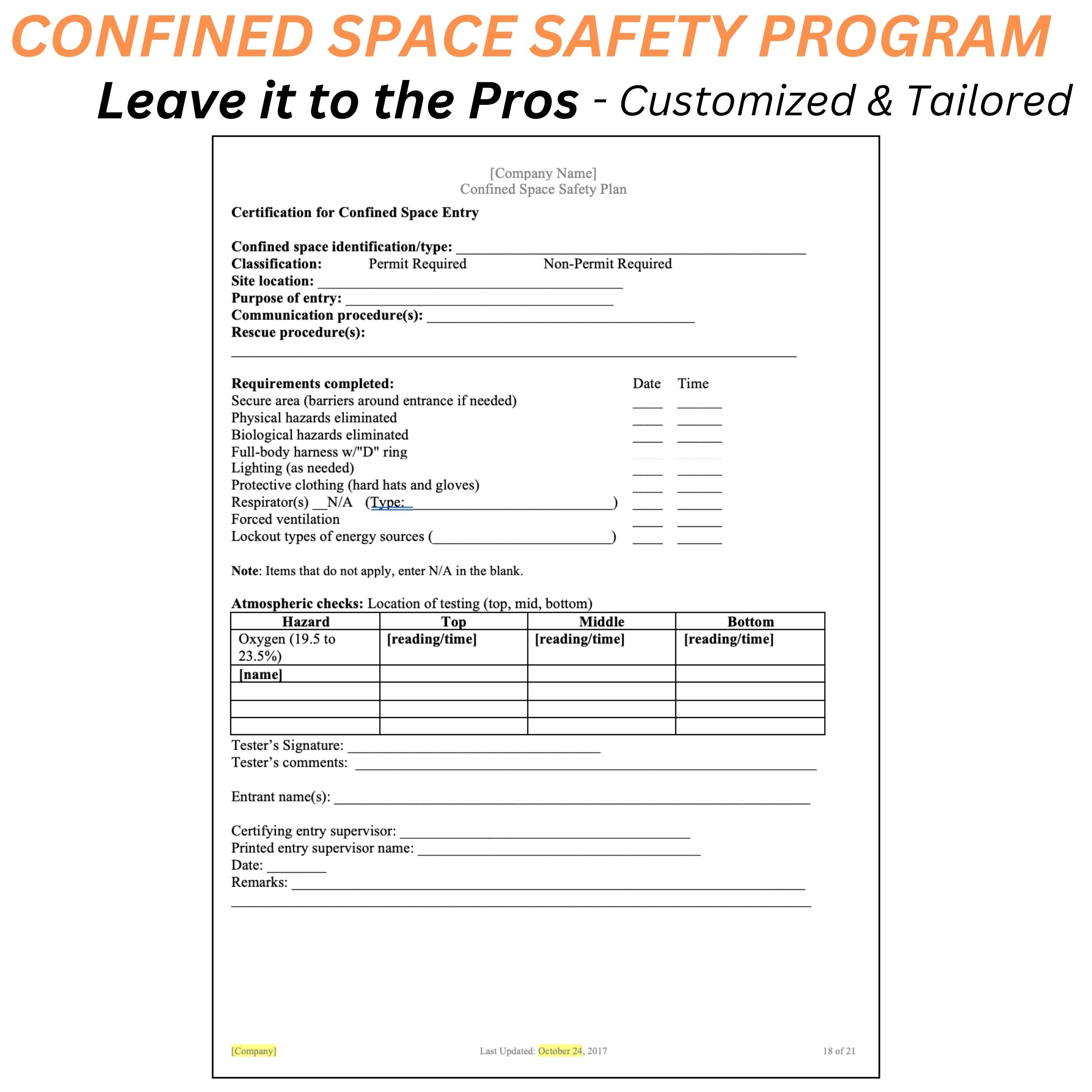 Confined Space Safety Program