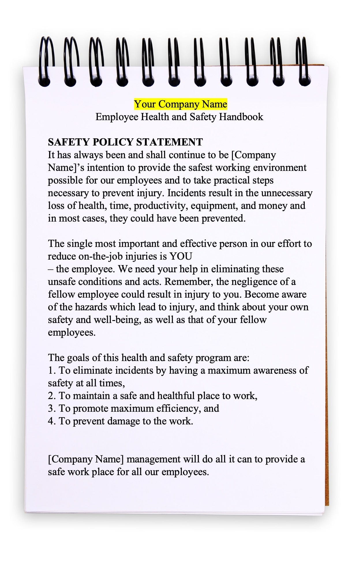 Employee Safety Handbook Example