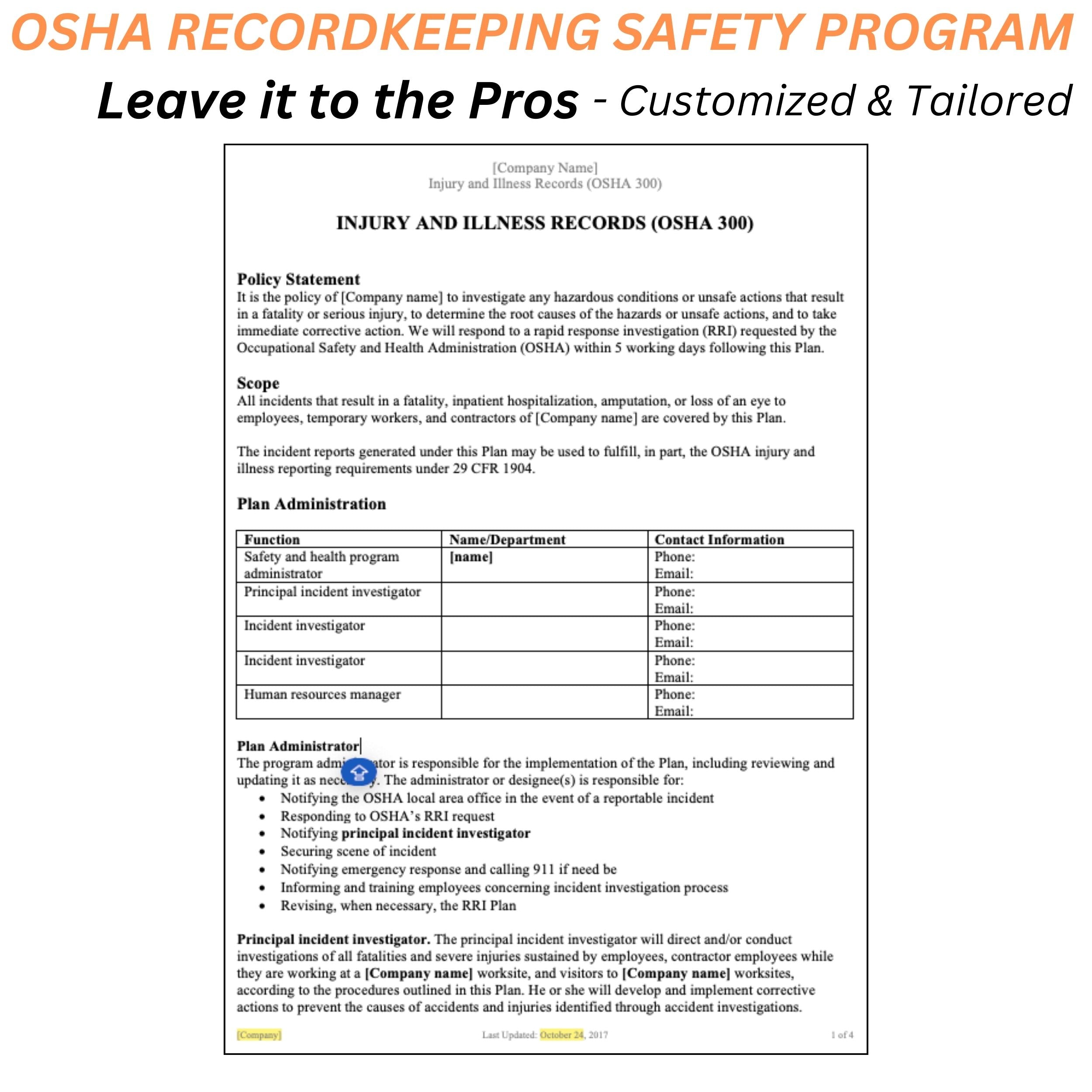 OSHA Recordkeeping Safety Program