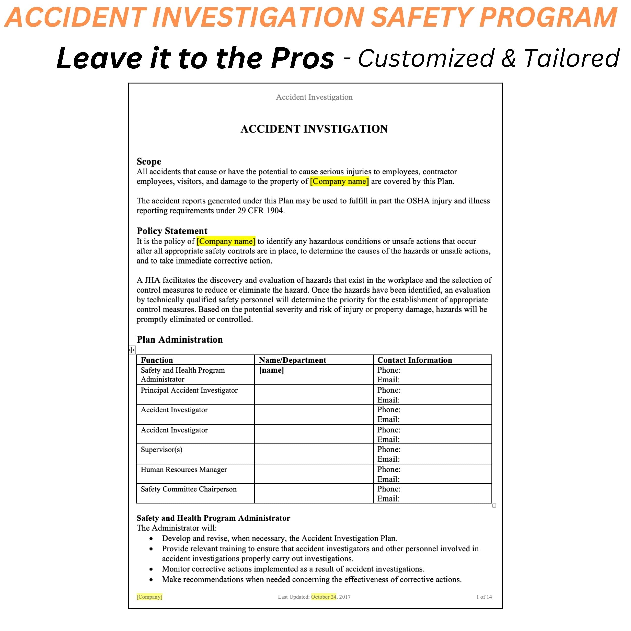 Accident Investigation Safety Program