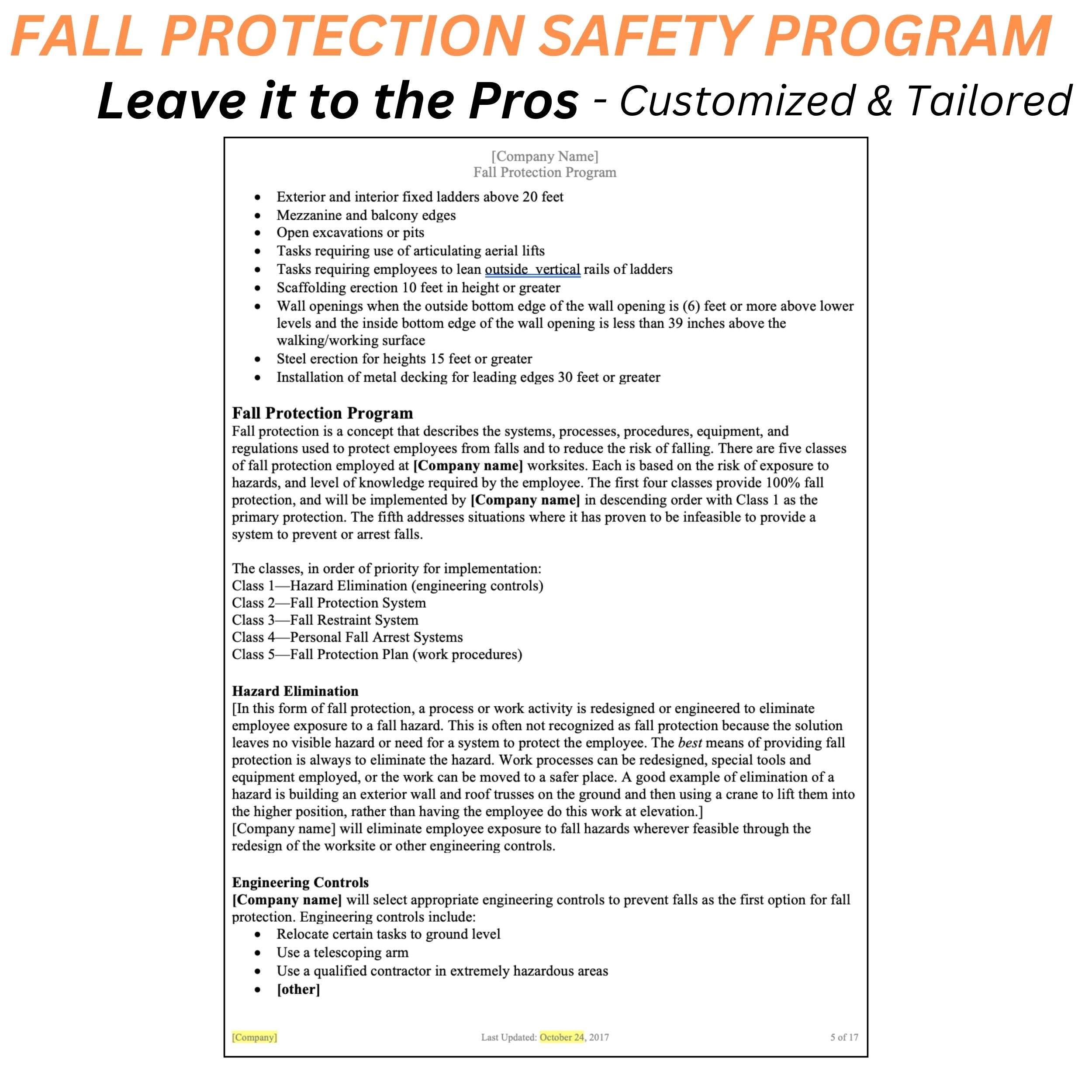 Fall Protection Safety Program