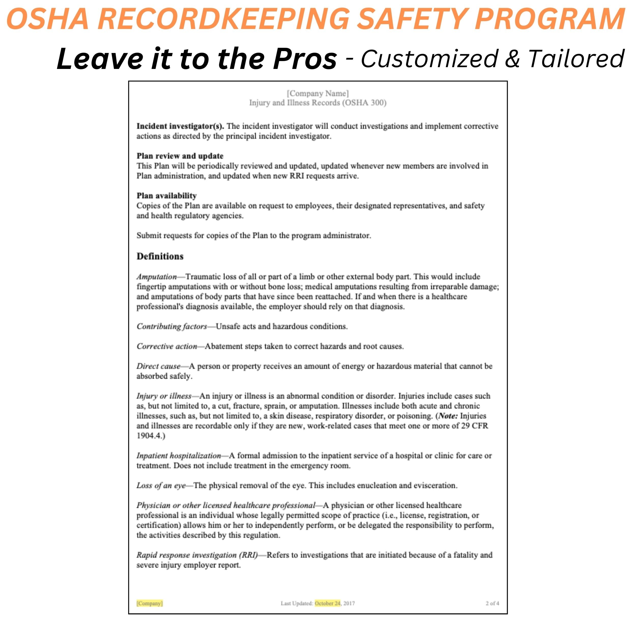 OSHA Recordkeeping Safety Program