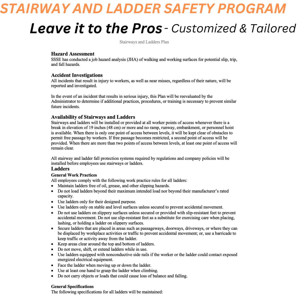 Stairway and Ladder Safety Program