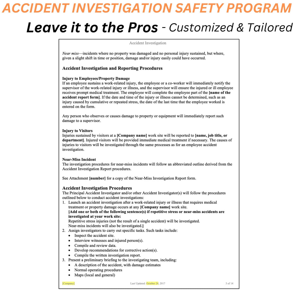 Writing Safety Programs Accident Investigation Safety Program