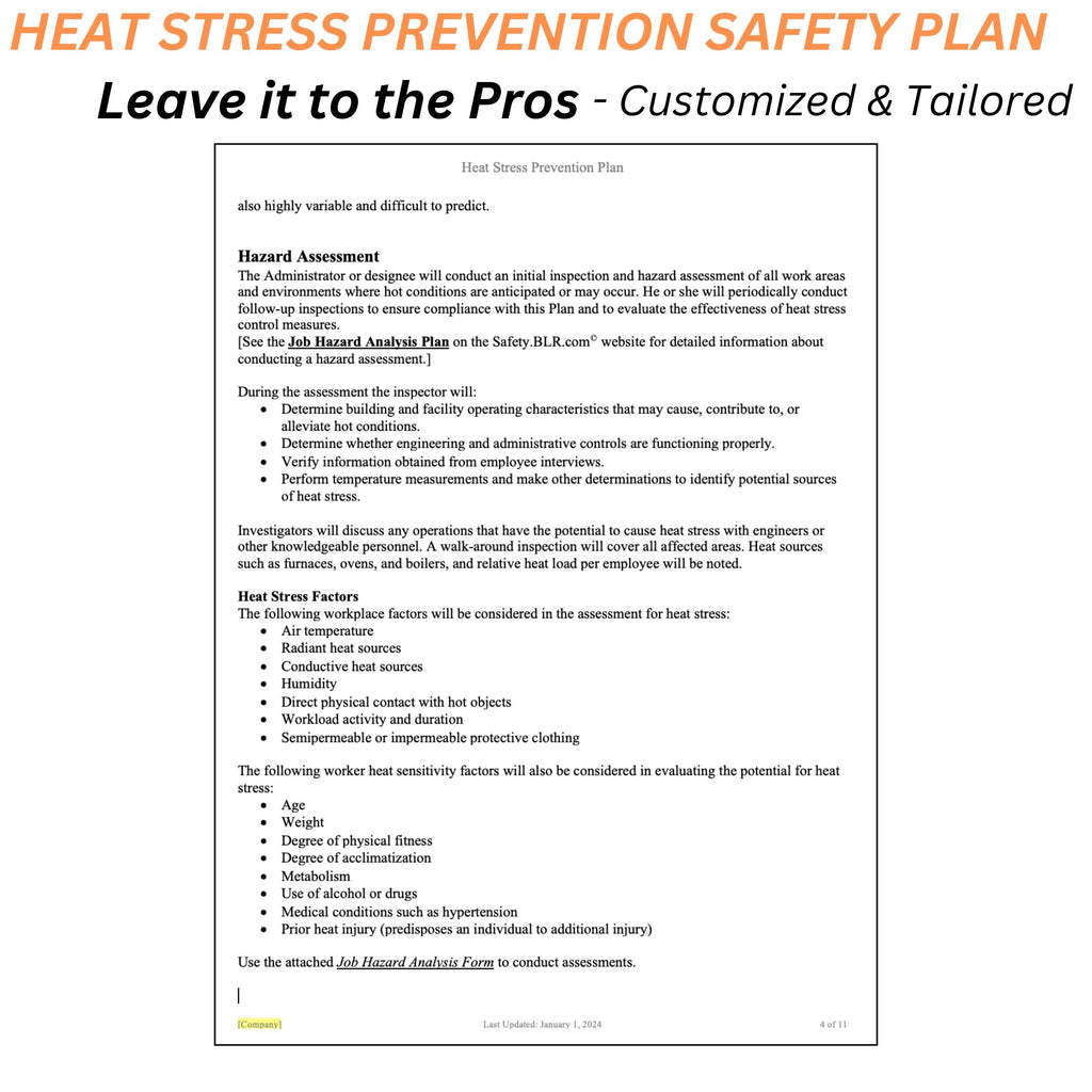 Heat Stress Prevention Safety Plan