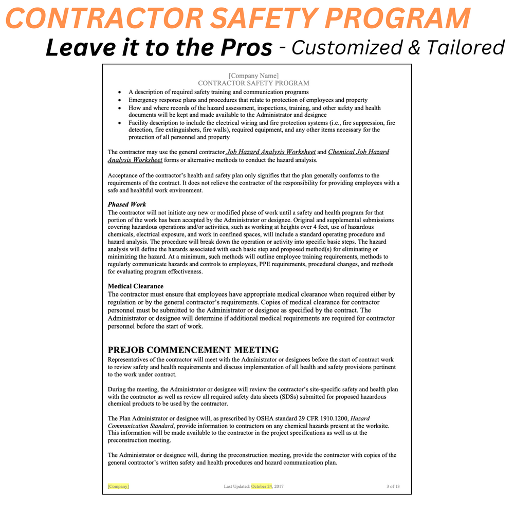 Contractor Safety Program