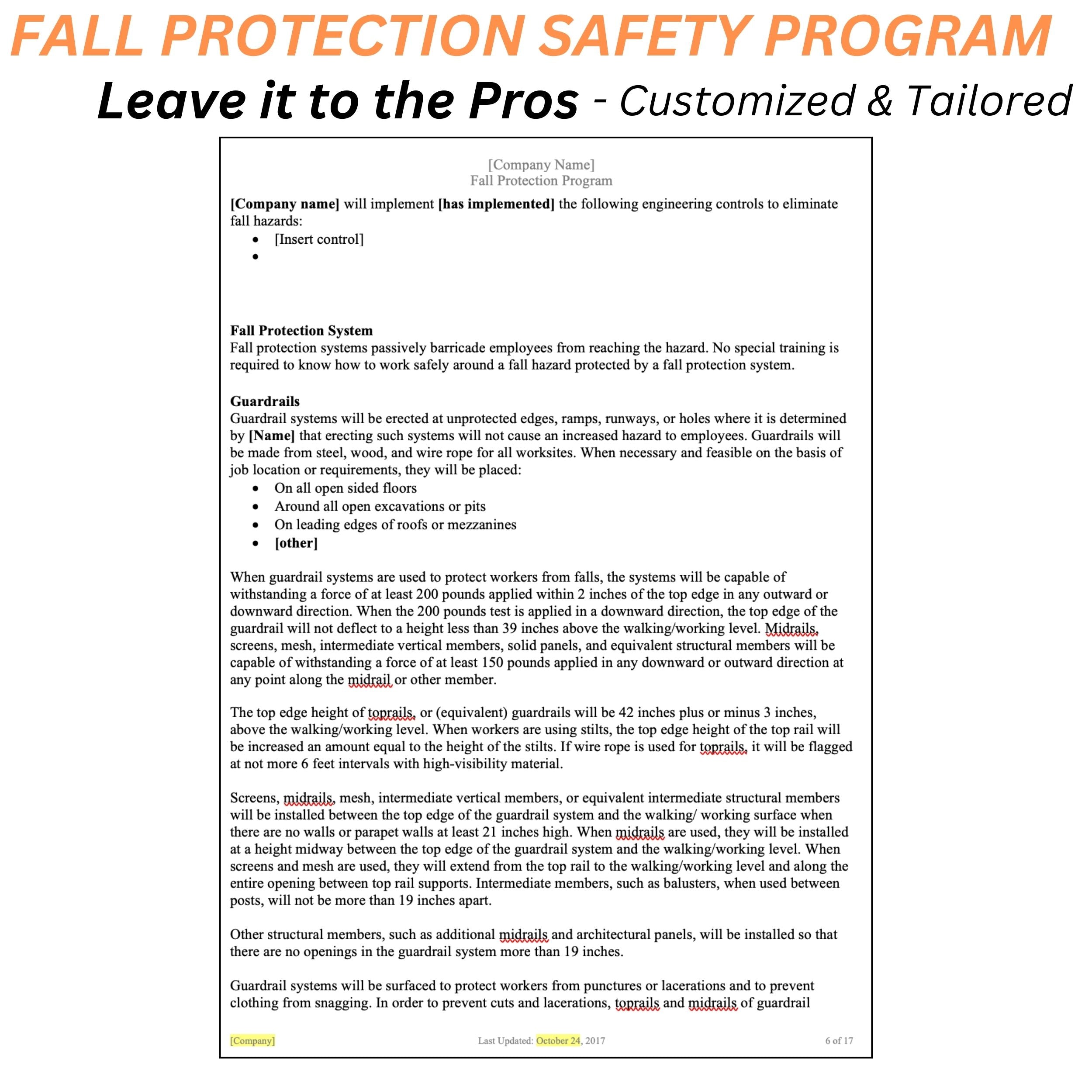 Fall Protection Safety Program