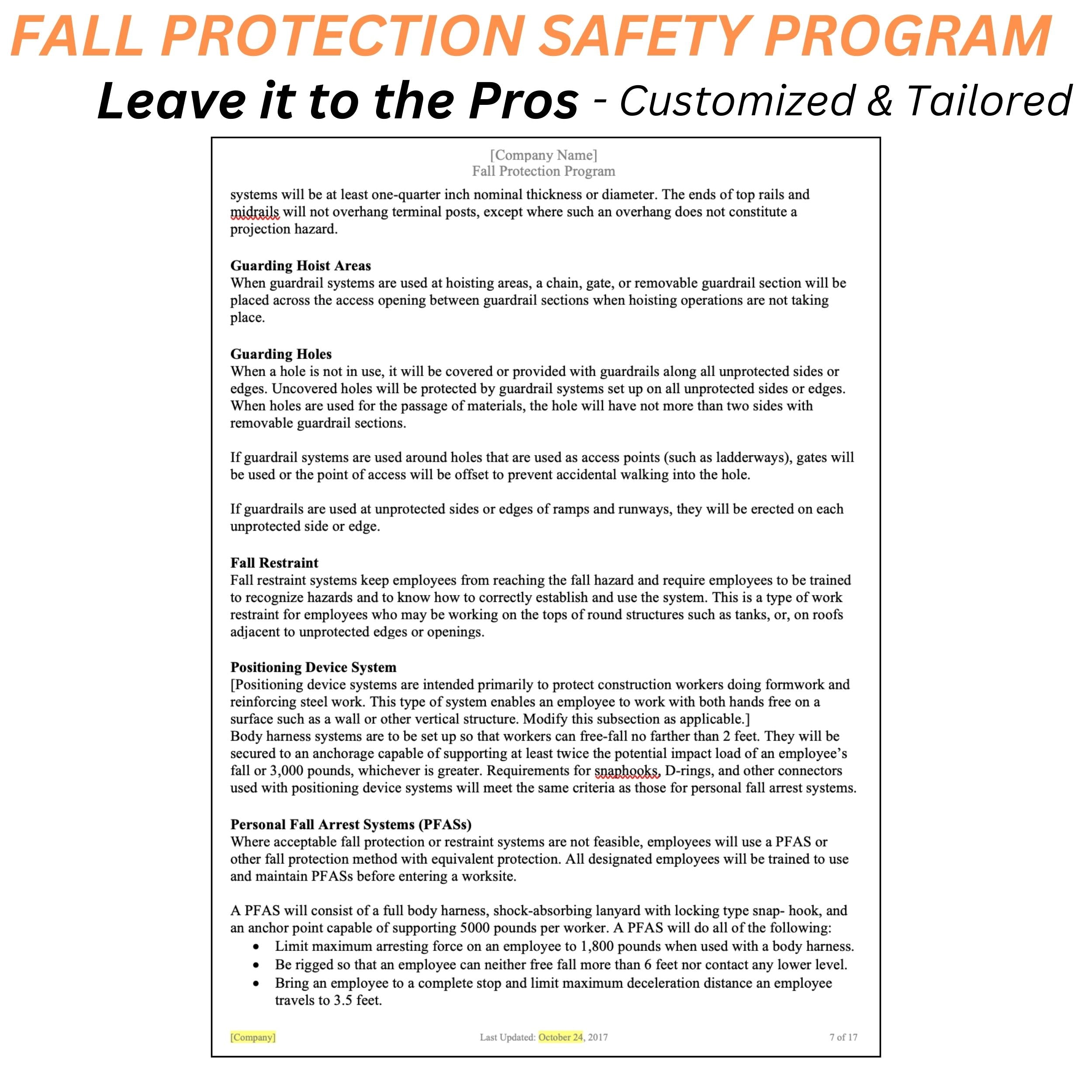 Fall Protection Safety Program