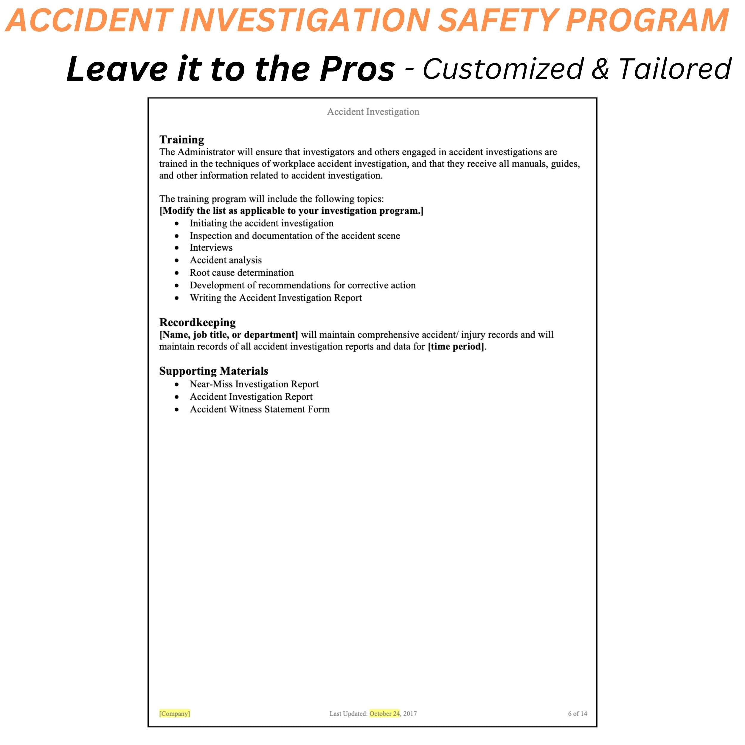 Accident Investigation Safety Program