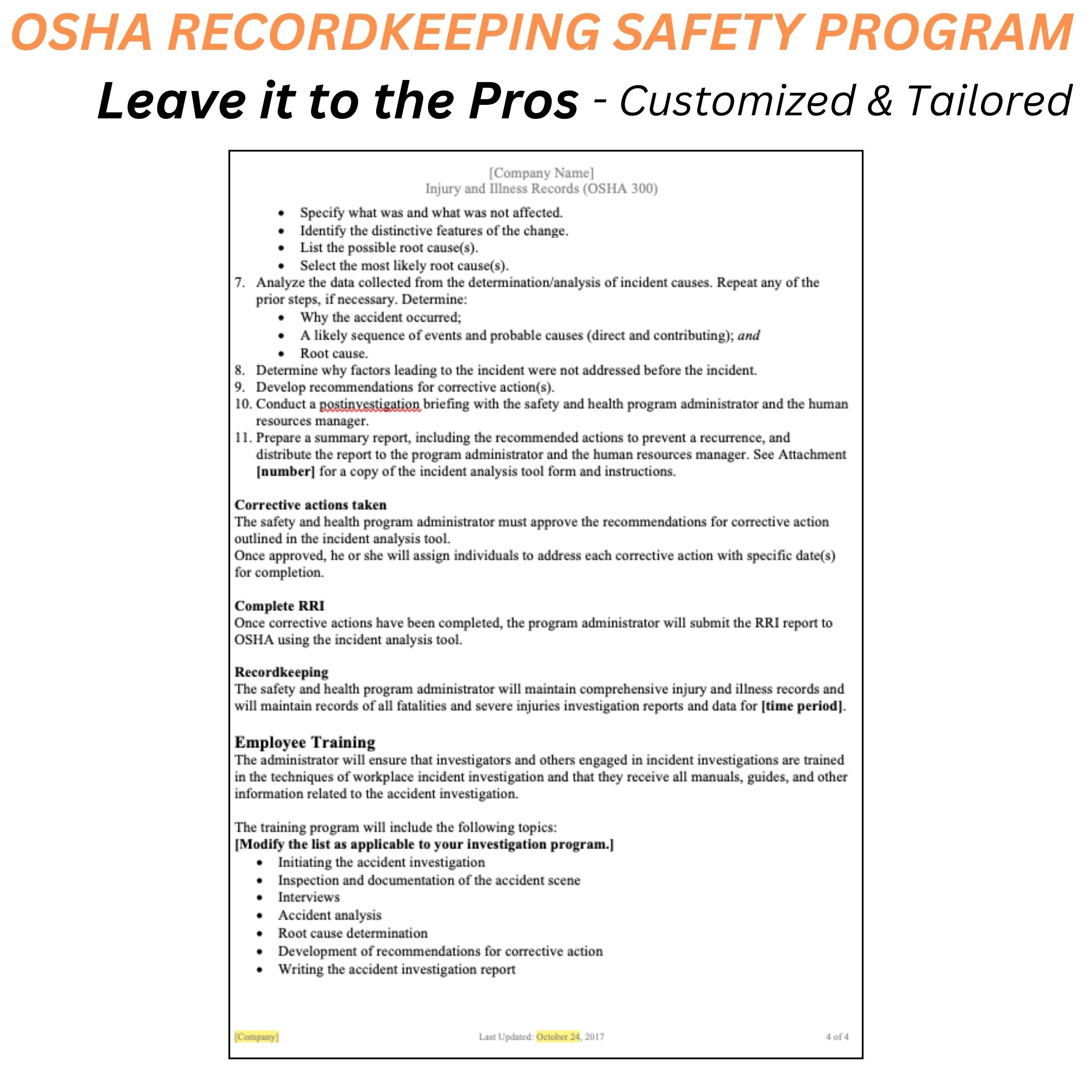 OSHA Recordkeeping Safety Program