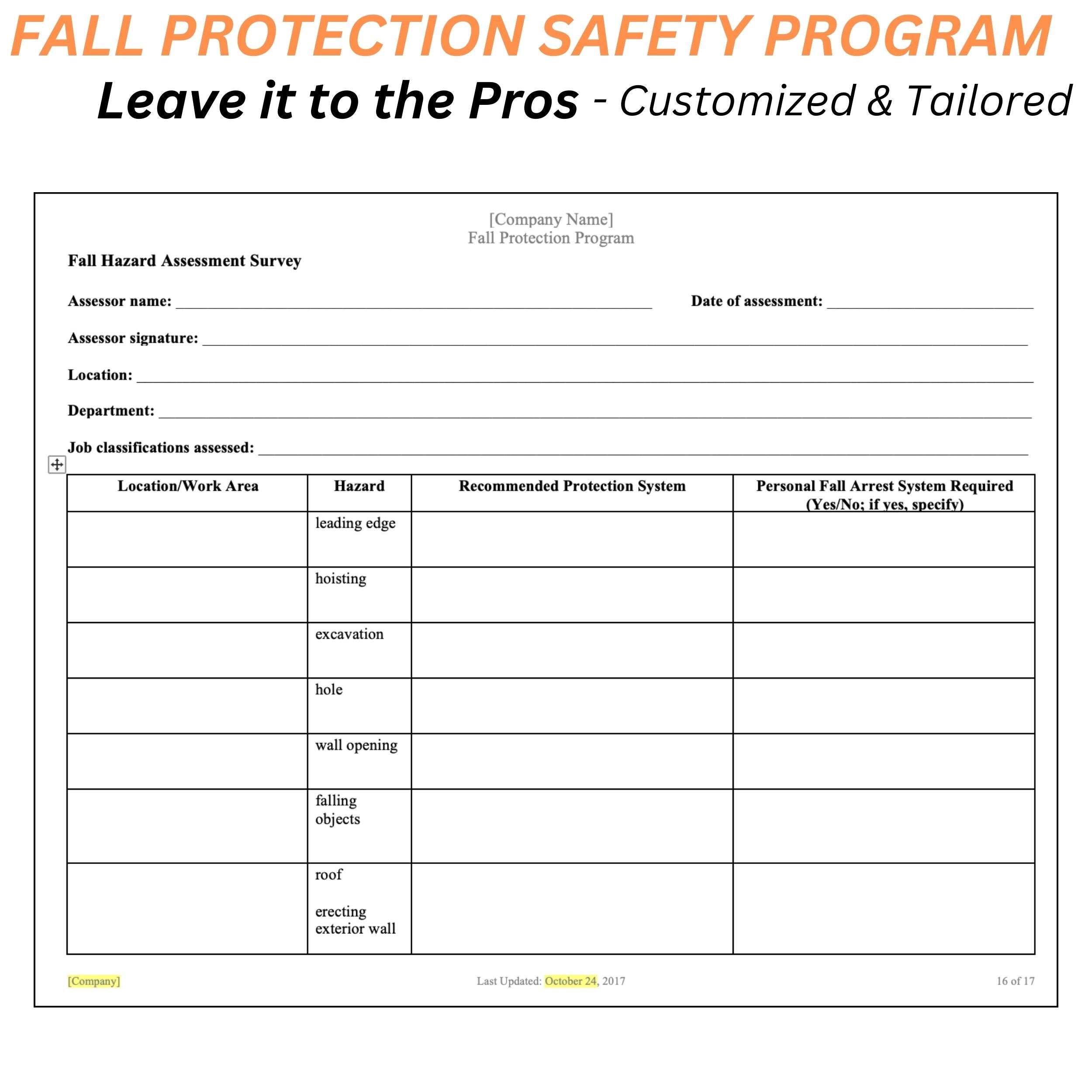 Fall Protection Safety Program