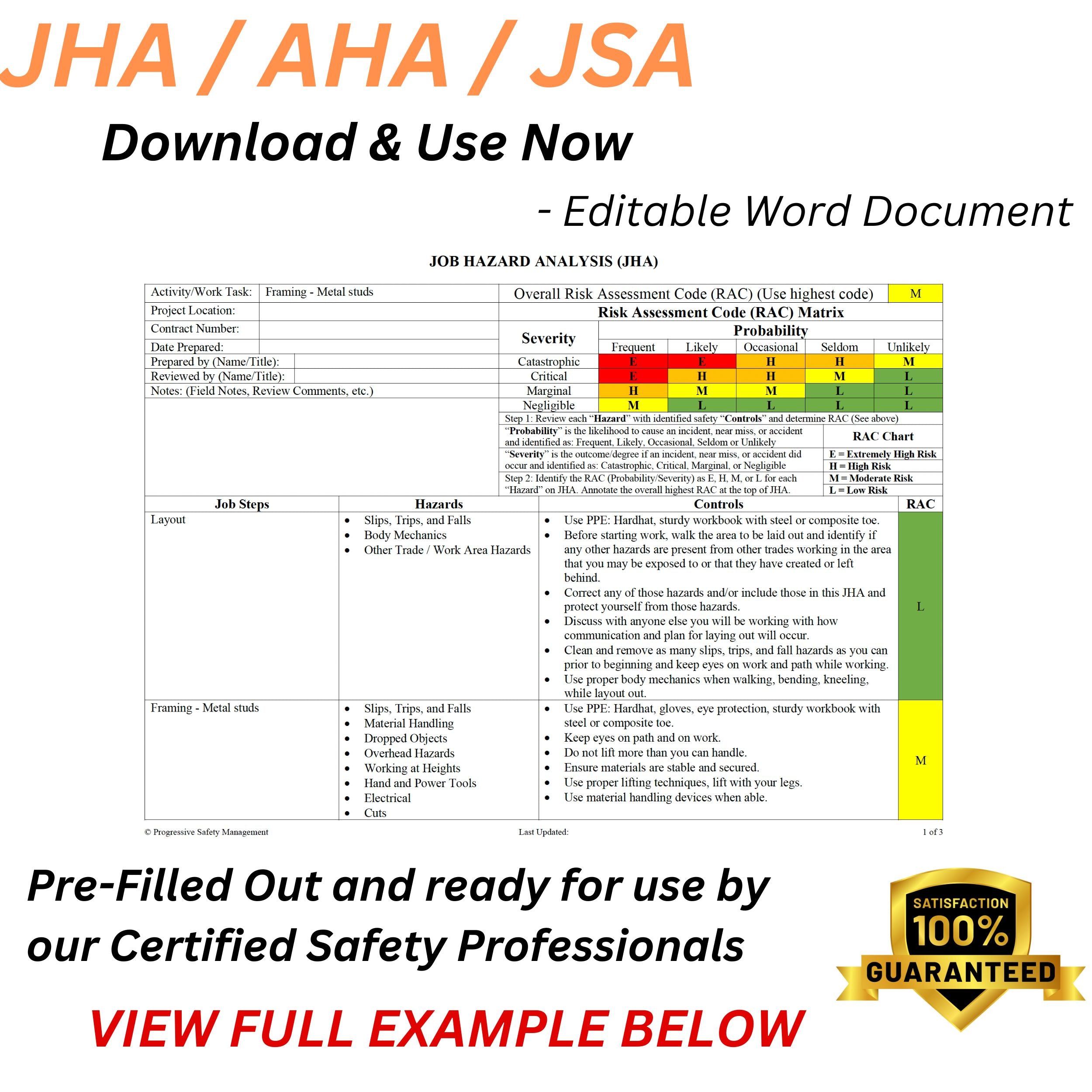 Framing - Metal Studs (JHA / AHA / JSA)