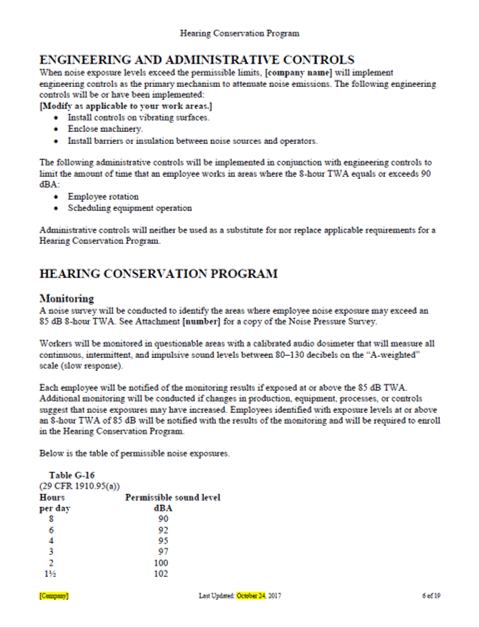 Hearing Conservation Program - Template