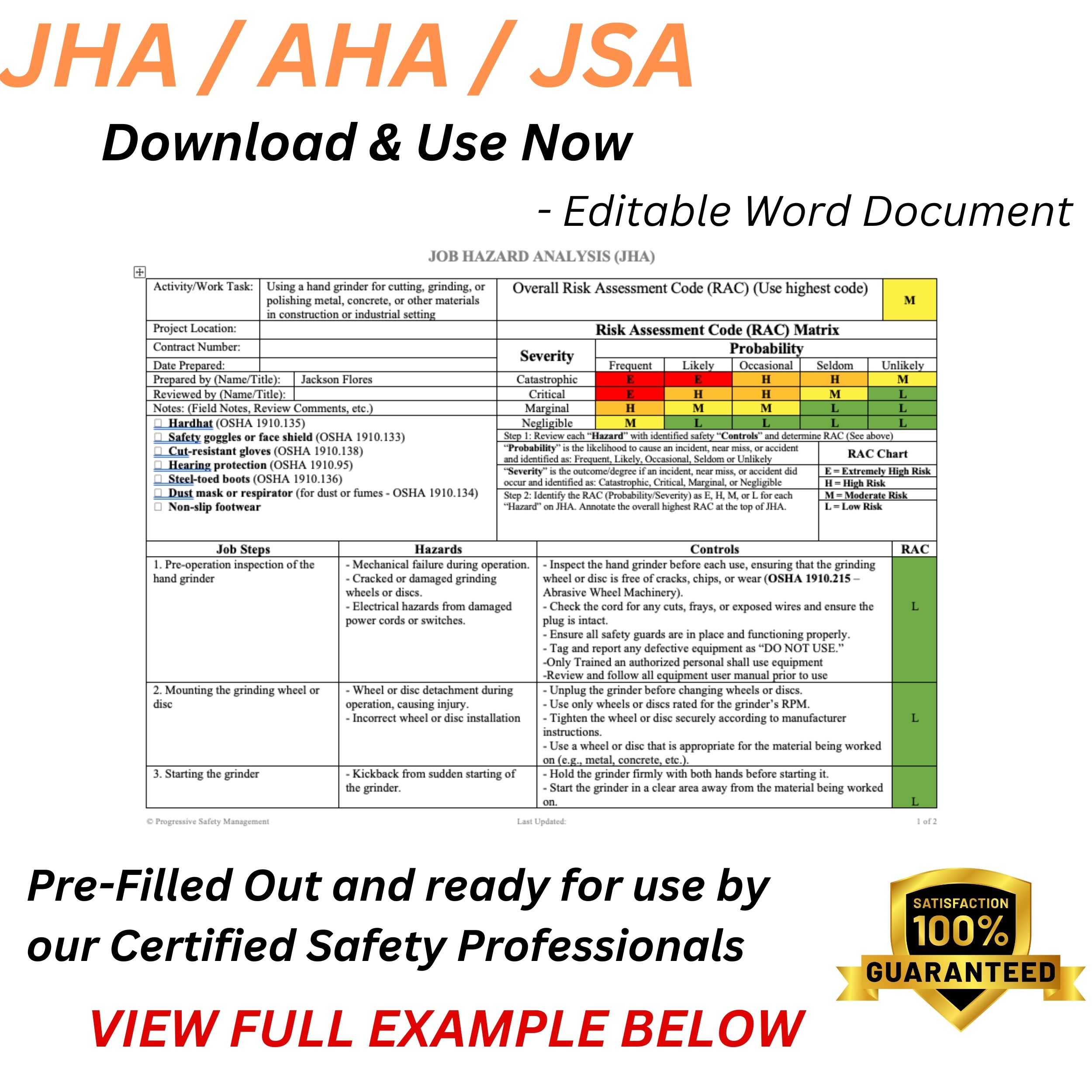 JHA / JSA / AHA Portable Hand Grinder