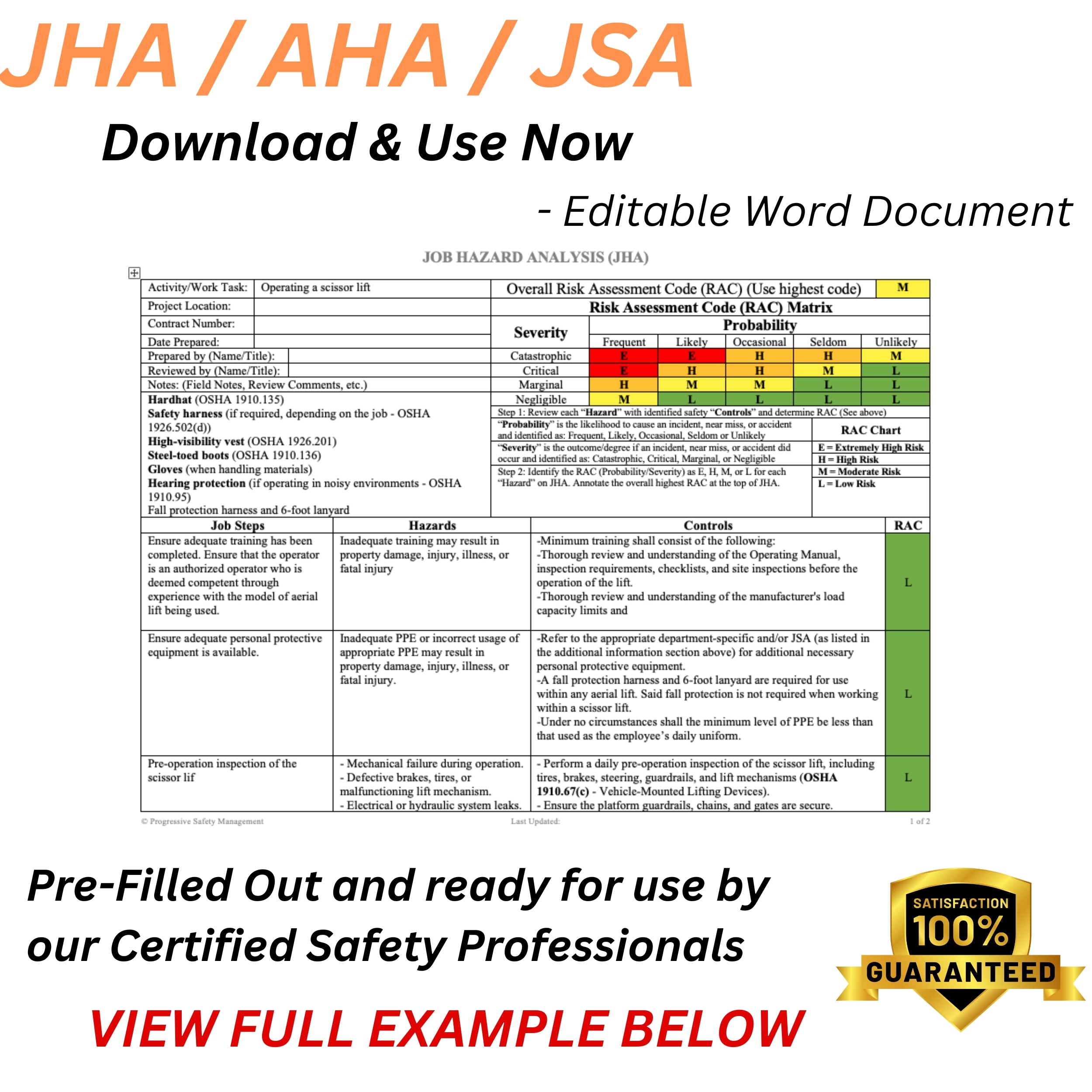 JHA / JSA / AHA Scissor Lift