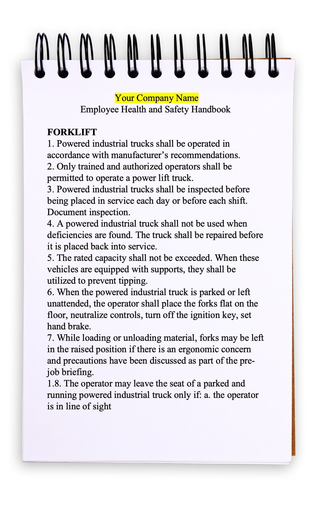 Employee Safety Handbook Example