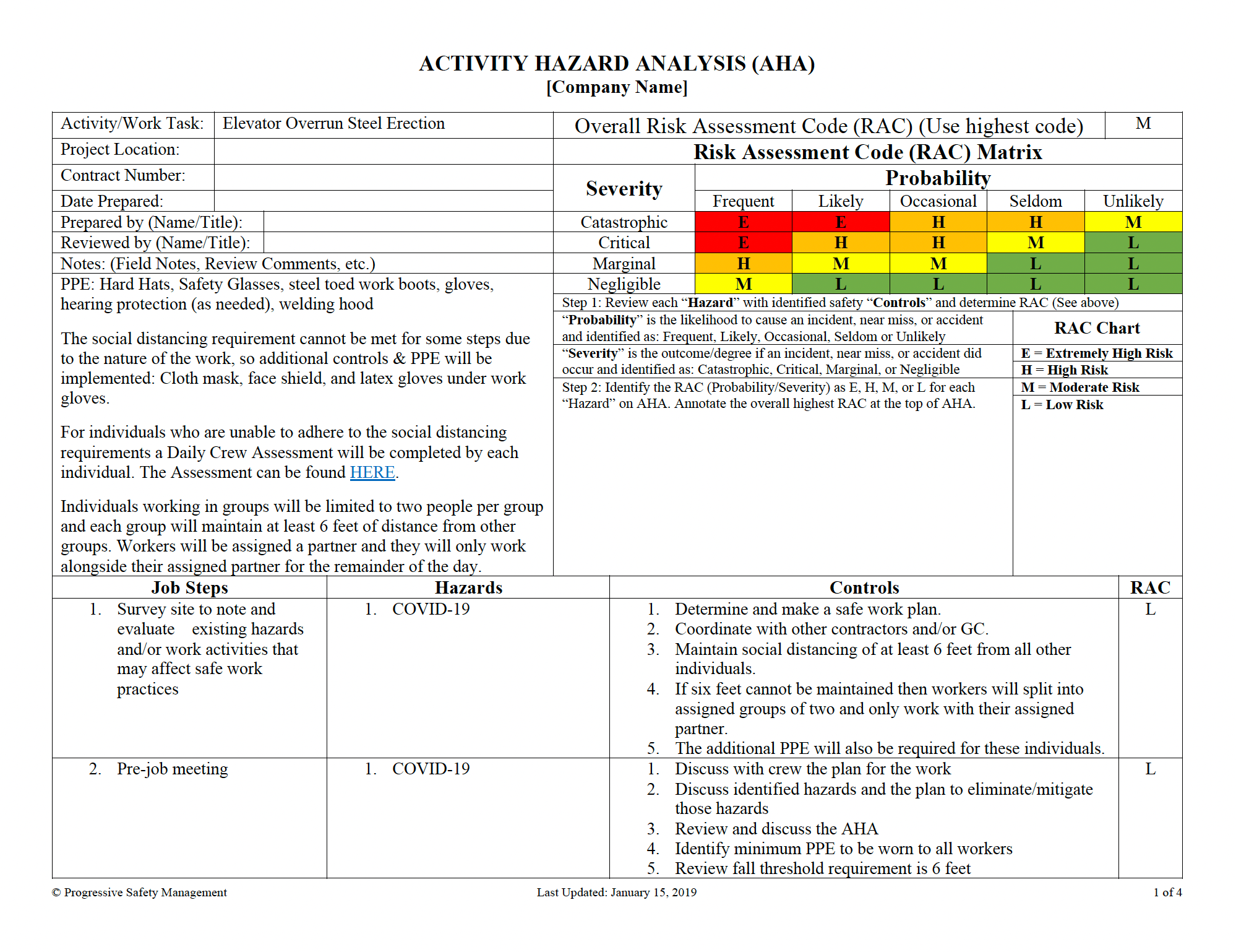 Activity Hazard Analysis (AHA) - Example 03